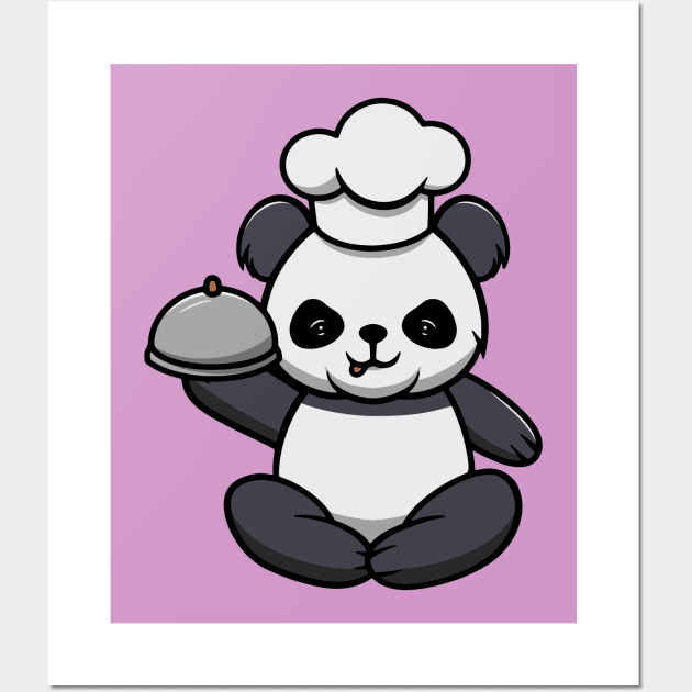 Cute Panda Chef Wall Art by Cubbone